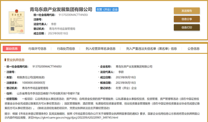 網(wǎng)傳&ldquo;化債&rdquo;的青島東鼎集團成立了:注冊資本100億 從事投資活動